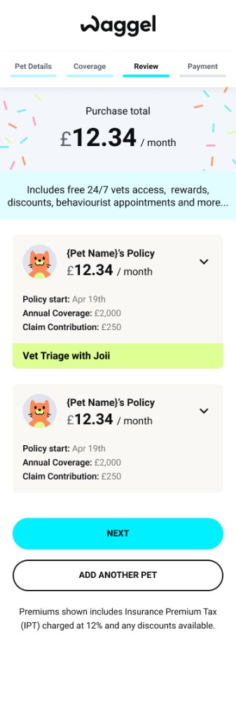 Basket review exploration with policy start, coverage and claim contribution expanded.