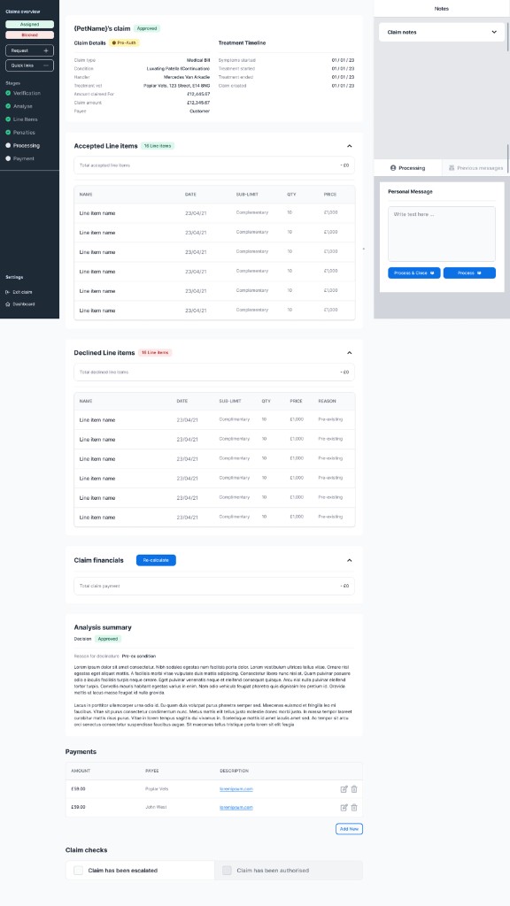 Processing stage of the claims platform.