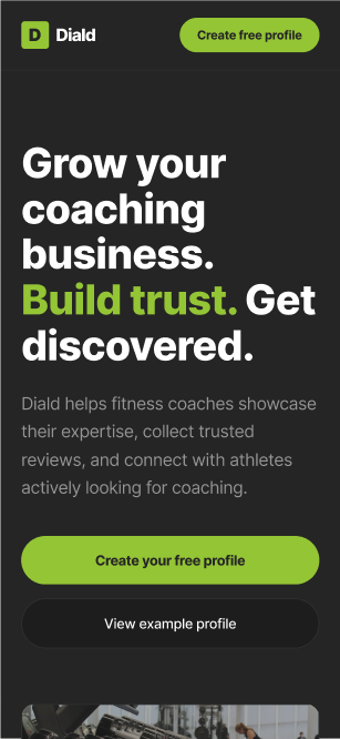 Mobile landing concept with the line Grow your coaching business. Build trust. Get discovered.