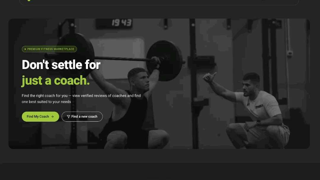 Search for a coach by name, or be matched by what matters.
